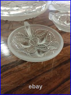 Service à Dessert Coupe Coupelles Art Déco Verre Blanc Moulé Arrers France 1930