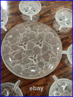 Service à Dessert Coupe Coupelles Art Déco Verre Blanc Moulé Arrers France 1930
