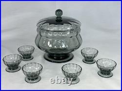 Service à Griottes verres DAUM # NANCY art déco 6 Verres + Coupe couverte signés