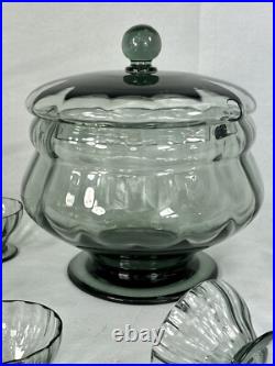 Service à Griottes verres DAUM # NANCY art déco 6 Verres + Coupe couverte signés