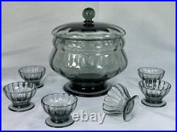 Service à Griottes verres DAUM # NANCY art déco 6 Verres + Coupe couverte signés