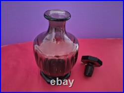 Service à Liqueur Art Déco Ambré Fumé Carafe + 6 Verres Bohême / Belgique