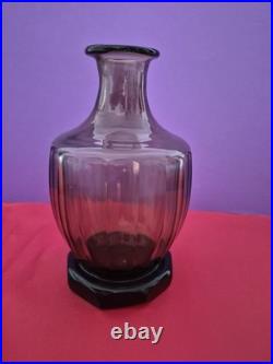 Service à Liqueur Art Déco Ambré Fumé Carafe + 6 Verres Bohême / Belgique