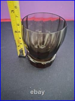 Service à Liqueur Art Déco Ambré Fumé Carafe + 6 Verres Bohême / Belgique