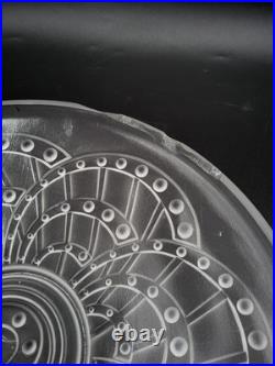 Service à glace en verre blanc moulé pressé de J. Landier modèle Arc Art Déco