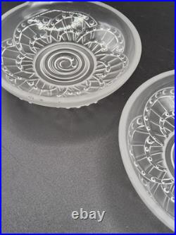 Service à glace en verre blanc moulé pressé de J. Landier modèle Arc Art Déco