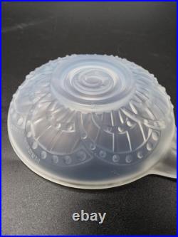 Service à glace en verre moulé opalescent de J. Landier modèle Arc Art Déco