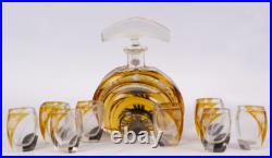 Service à liqueur ART DECO en cristal taillé, antique vintage ancien