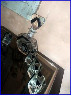 Service à liqueur Art Deco en cristal Tchécoslovaquie 6 verres + carafe, Bohème