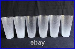 Service à orangeade 6 verres et un pichet en verre bullé soufflé Art Déco