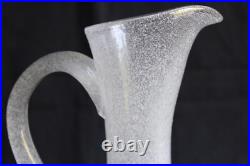 Service à orangeade 6 verres et un pichet en verre bullé soufflé Art Déco