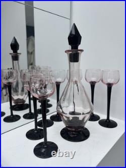Service carafe et verres Art Deco, soufflés a la bouche