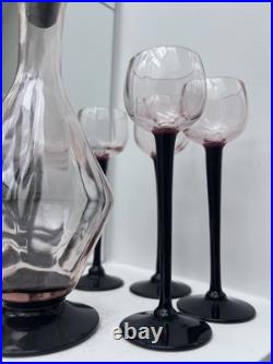 Service carafe et verres Art Deco, soufflés a la bouche