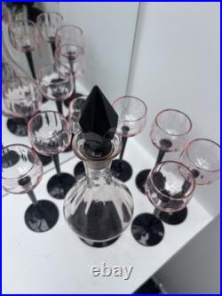 Service carafe et verres Art Deco, soufflés a la bouche