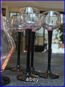 Service carafe et verres Art Deco, soufflés a la bouche