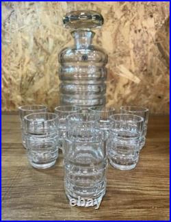 Service liqueur cristal Bohême Art Déco carafe + 6 verres Tchécoslovaquie