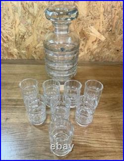 Service liqueur cristal Bohême Art Déco carafe + 6 verres Tchécoslovaquie