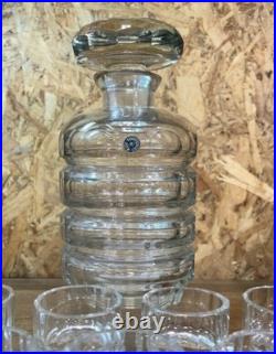 Service liqueur cristal Bohême Art Déco carafe + 6 verres Tchécoslovaquie