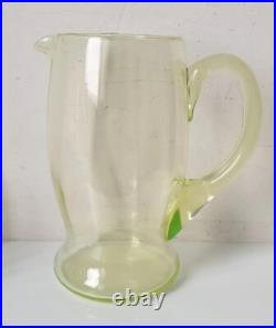 Service orangeade ouraline ancien verre vert jaune ancien art deco nouveau 1900