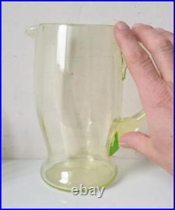 Service orangeade ouraline ancien verre vert jaune ancien art deco nouveau 1900