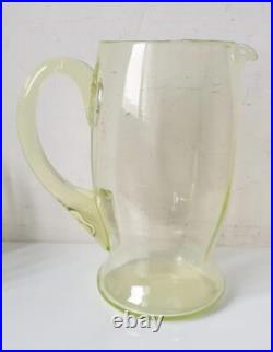 Service orangeade ouraline ancien verre vert jaune ancien art deco nouveau 1900