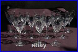 St Louis VIC 12 anciens Verres à Vin/Porto Cristal taillé Art Déco H 13,2cm