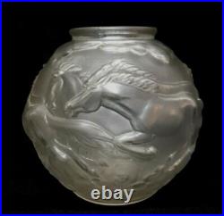 Superbe Rare Vase Boule Art Déco Vers 1930 Verre Décor Chevaux Feigl & Morawetz