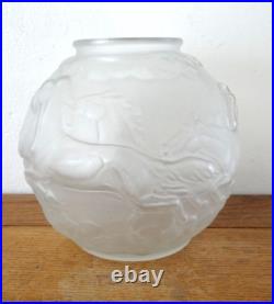 Superbe Rare Vase Boule Art Déco Vers 1930 Verre Décor Chevaux Feigl & Morawetz
