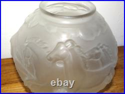 Superbe Rare Vase Boule Art Déco Vers 1930 Verre Décor Chevaux Feigl & Morawetz