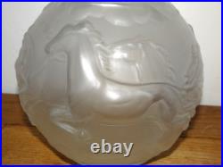 Superbe Rare Vase Boule Art Déco Vers 1930 Verre Décor Chevaux Feigl & Morawetz