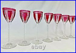 Superbe Serie 7 Verres En Cristal St Louis Taille Double Rouge Art Deco 1930