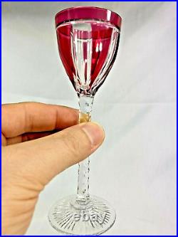 Superbe Serie 7 Verres En Cristal St Louis Taille Double Rouge Art Deco 1930