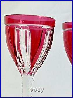 Superbe Serie 7 Verres En Cristal St Louis Taille Double Rouge Art Deco 1930