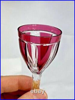 Superbe Serie 7 Verres En Cristal St Louis Taille Double Rouge Art Deco 1930