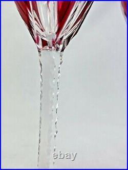 Superbe Serie 7 Verres En Cristal St Louis Taille Double Rouge Art Deco 1930