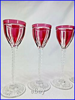 Superbe Serie 7 Verres En Cristal St Louis Taille Double Rouge Art Deco 1930