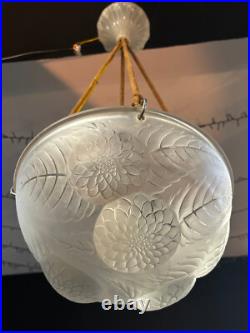Superbe Suspension / Lustre Art Deco Dahlias Signe Rene Lalique 1930 Lampe