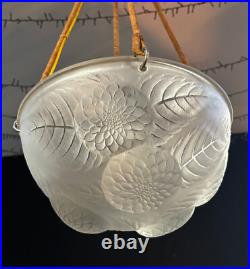 Superbe Suspension / Lustre Art Deco Dahlias Signe Rene Lalique 1930 Lampe