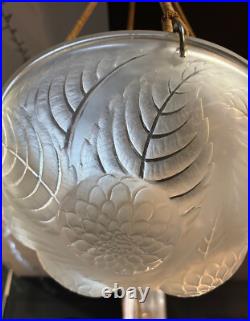 Superbe Suspension / Lustre Art Deco Dahlias Signe Rene Lalique 1930 Lampe