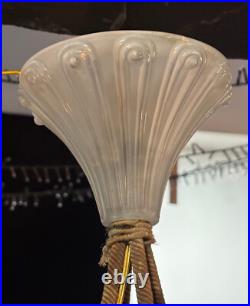 Superbe Suspension / Lustre Art Deco Dahlias Signe Rene Lalique 1930 Lampe