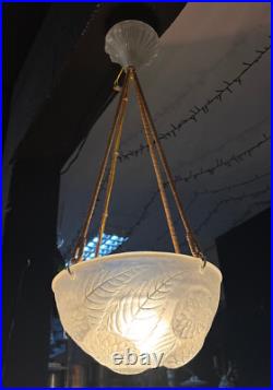 Superbe Suspension / Lustre Art Deco Dahlias Signe Rene Lalique 1930 Lampe