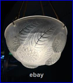 Superbe Suspension / Lustre Art Deco Dahlias Signe Rene Lalique 1930 Lampe
