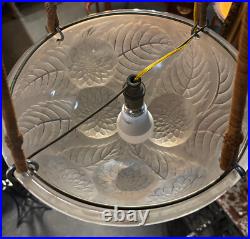 Superbe Suspension / Lustre Art Deco Dahlias Signe Rene Lalique 1930 Lampe