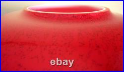 Superbe Vase Pansu, Art Deco, Verre Multicouches, Rouge Rubis Mouchete Et Blanc