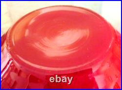 Superbe Vase Pansu, Art Deco, Verre Multicouches, Rouge Rubis Mouchete Et Blanc