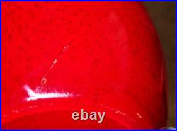 Superbe Vase Pansu, Art Deco, Verre Multicouches, Rouge Rubis Mouchete Et Blanc