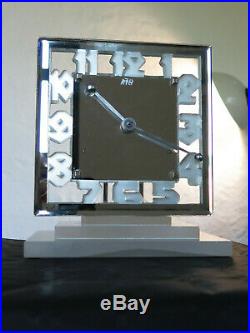 Superbe pendule ATO miroir verre Lalique chromée (no Bulle clock, brillié)