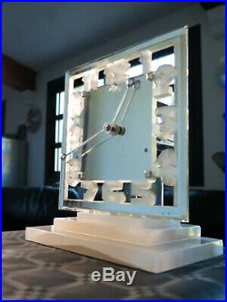 Superbe pendule ATO miroir verre Lalique chromée (no Bulle clock, brillié)