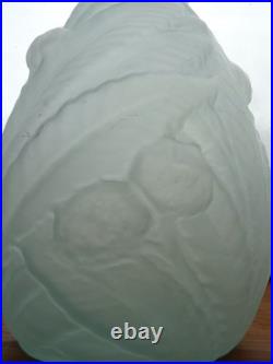 Superbe vase art déco en verre pressé moulé dépoli Muller Frères Luneville