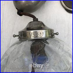 Suspension Ancienne Monte Et Descend Stella X Verre Craquelé Art Déco